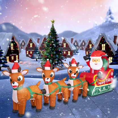 8FT Christmas Inflatables Outdoor Decoration Christmas Blow Up Yard Decorations Inflatable Santa Claus on Sleigh with Reindeers Outdoor Indoor Holiday Lawn Yard Decor