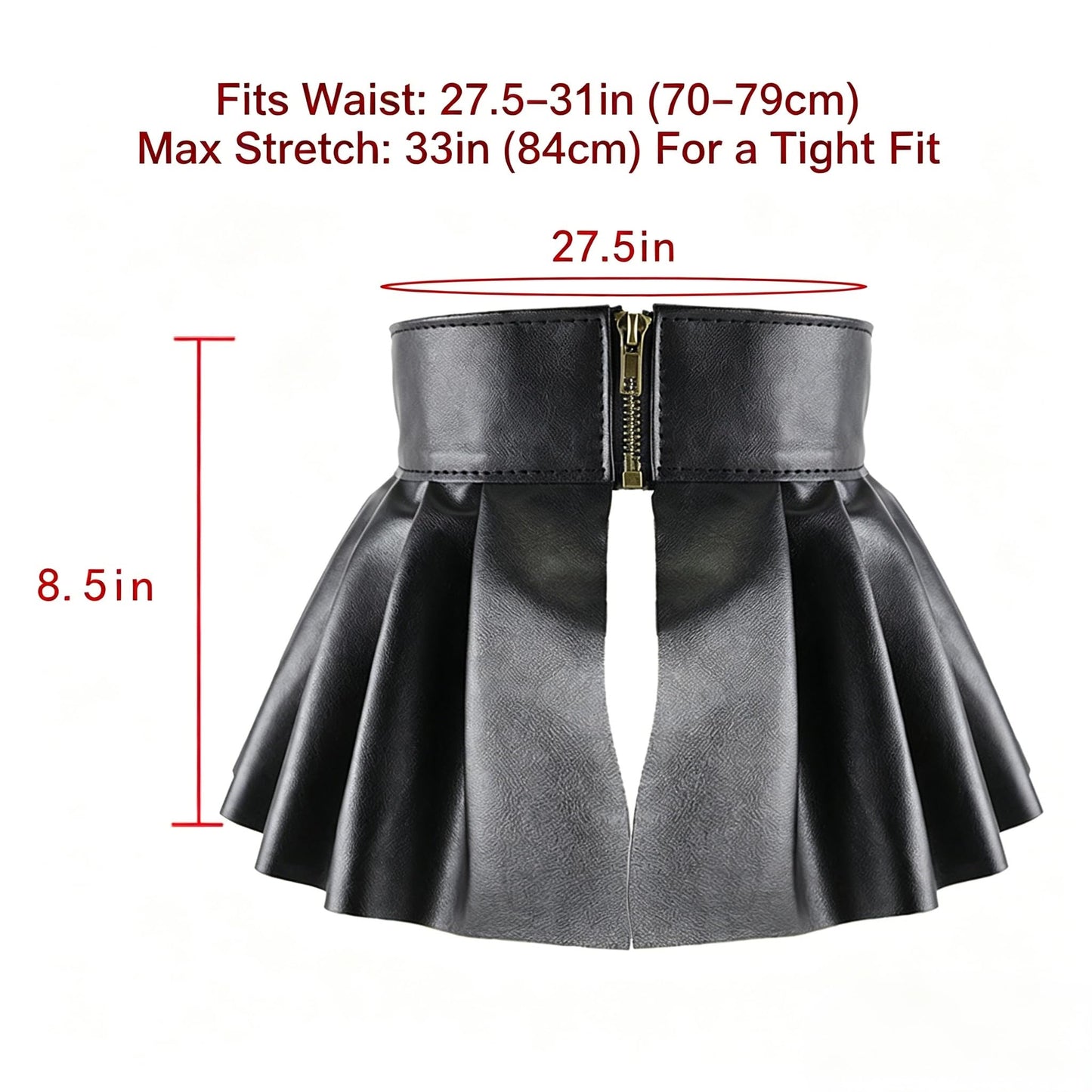 U Scinan Women's Dress Belt PU Leather Pleated Fashion Stretchy Peplum Cinch Belt Skirt Style Elastic Wide Waistband