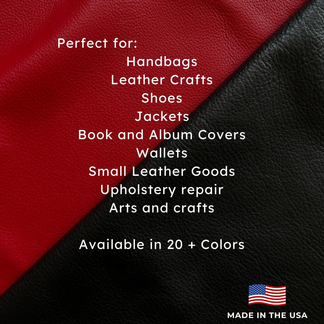Natural Grain Cowhide Leather Skins (Red, 10 Square Feet)