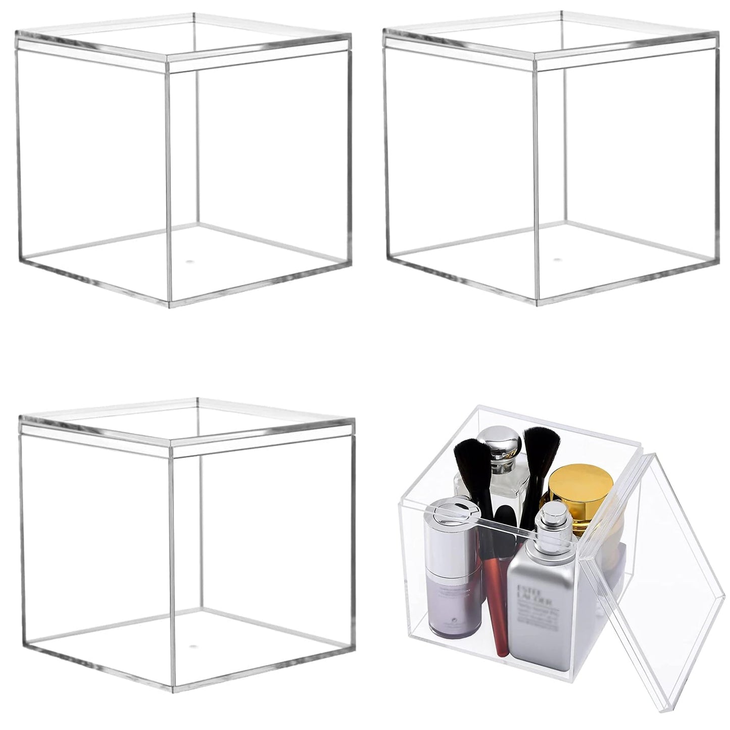 KissYou Acrylic Box Clear Box with Lids Candy Containers Transparent Display Square Cube Acrylic Storage Box Christmas Party Decorations