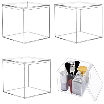 KissYou Acrylic Box Clear Box with Lids Candy Containers Transparent Display Square Cube Acrylic Storage Box Christmas Party Decorations