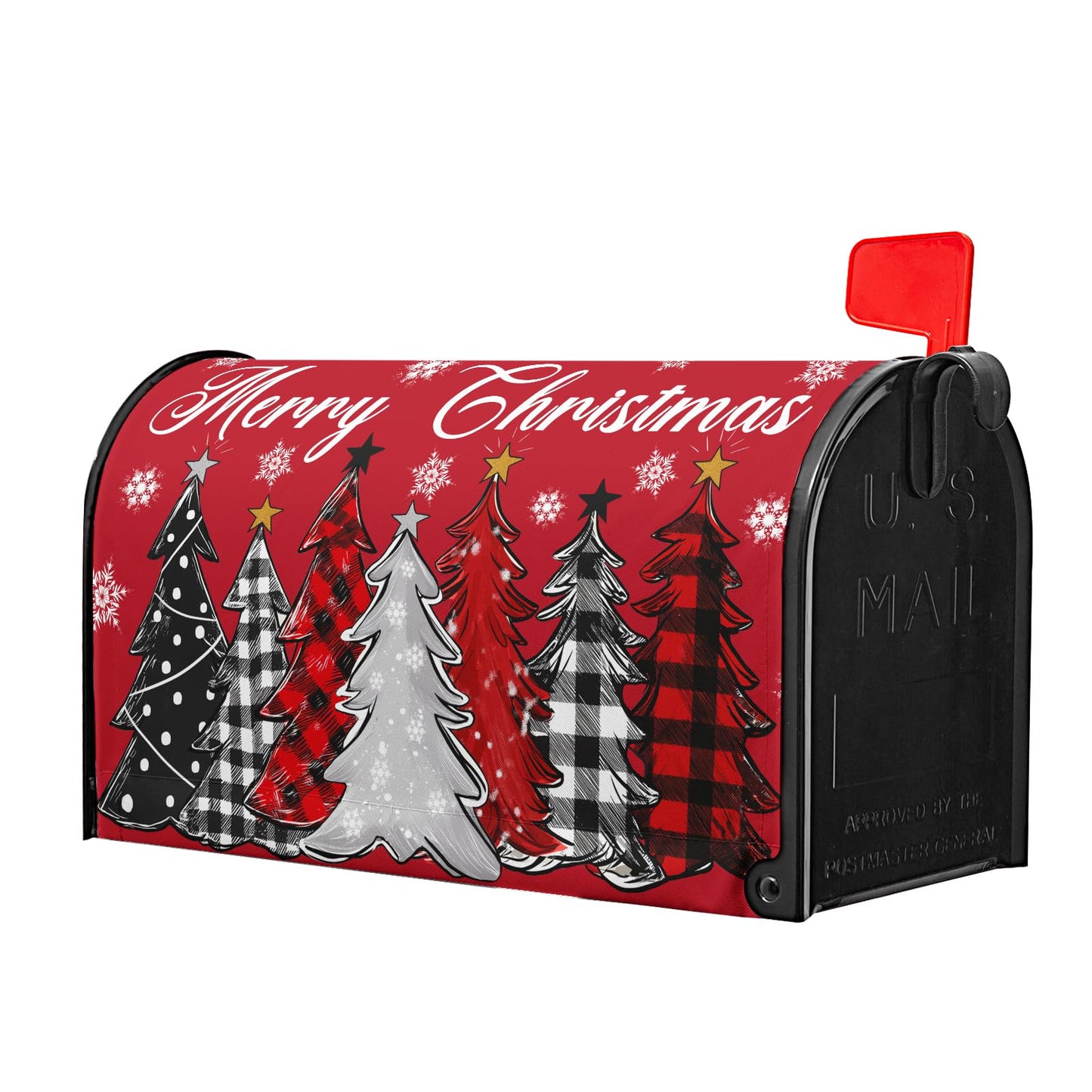 Harooni Merry Christmas Mailbox Covers Magnetic Standard Size 25.5" X 21" Christmas Tree Snowflake Mailbox Wraps Letter Post Box Cover for Home Garden Outdoor Yard