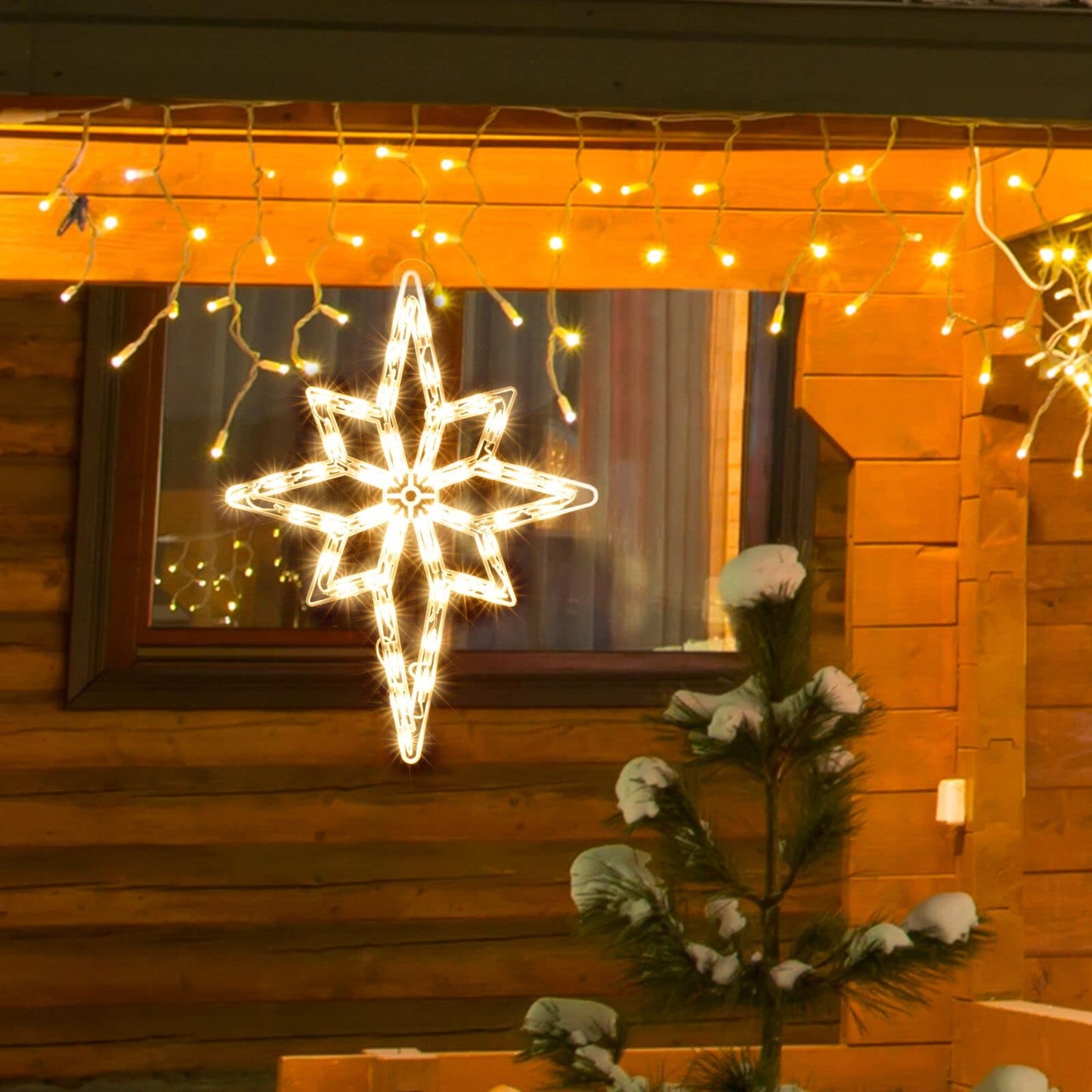 LAMPHOME 18" 50 Lighted Bethlehem Star Christmas Light Window Sculpture Decoration