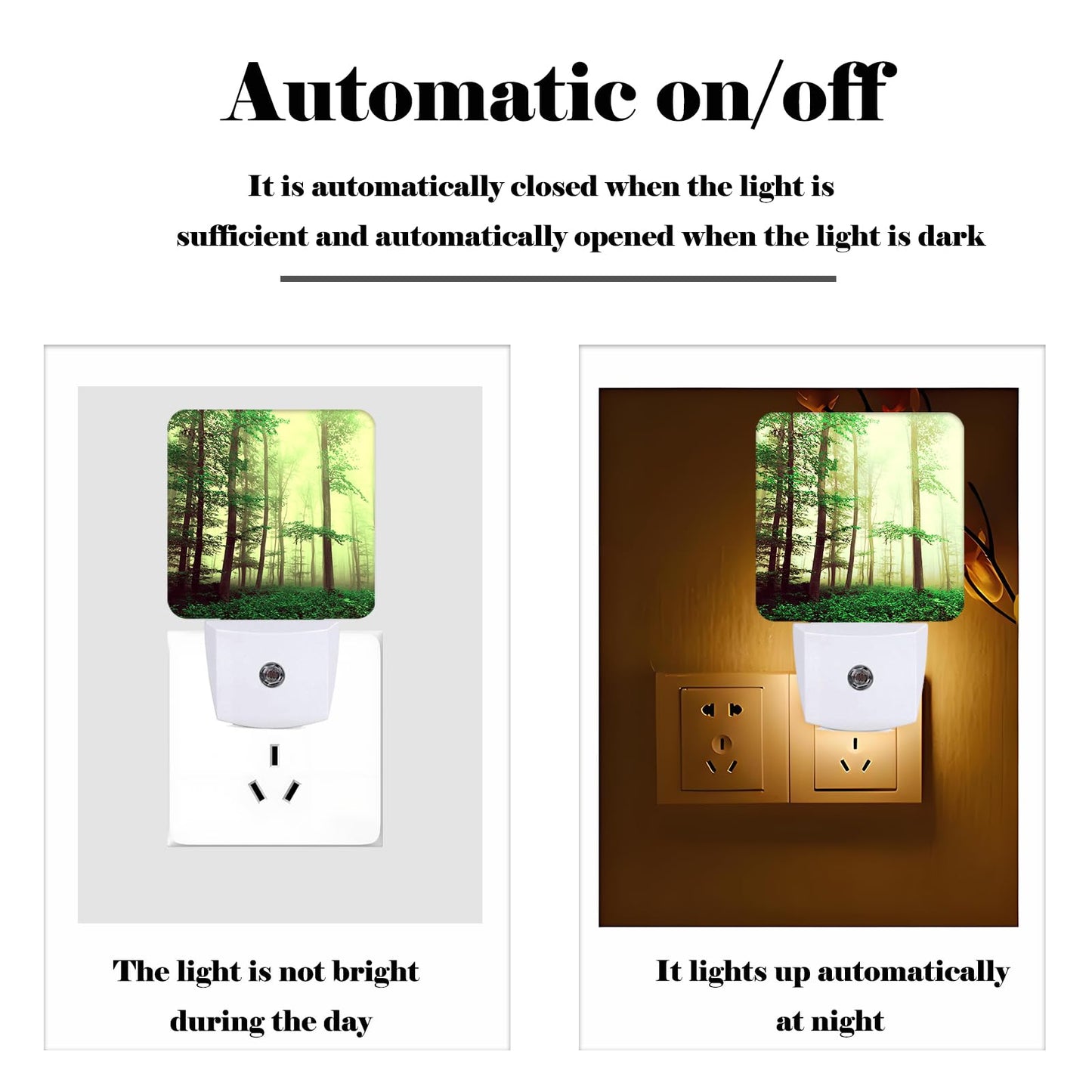 FSHVQKD Misty Forest Night Light,Plug-in Nightlights Auto Sensor Night Lamp Dusk to Dawn Lamp Home Decor for Nursery Children Girls Boys