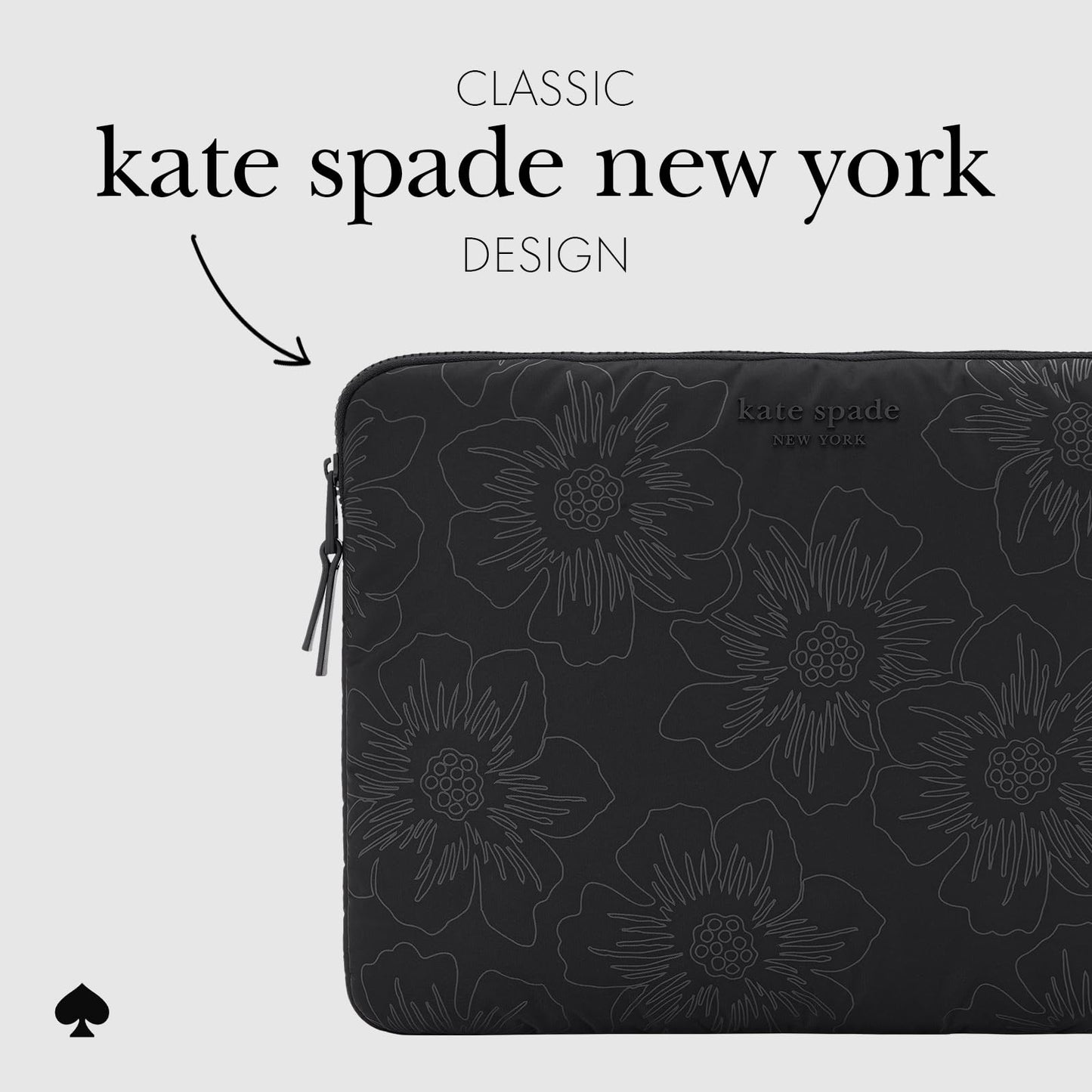 kate spade new york Puffer Laptop Sleeve 16 Inch - Reverse Hollyhock Black - Compatible with All MacBook M Series Devices