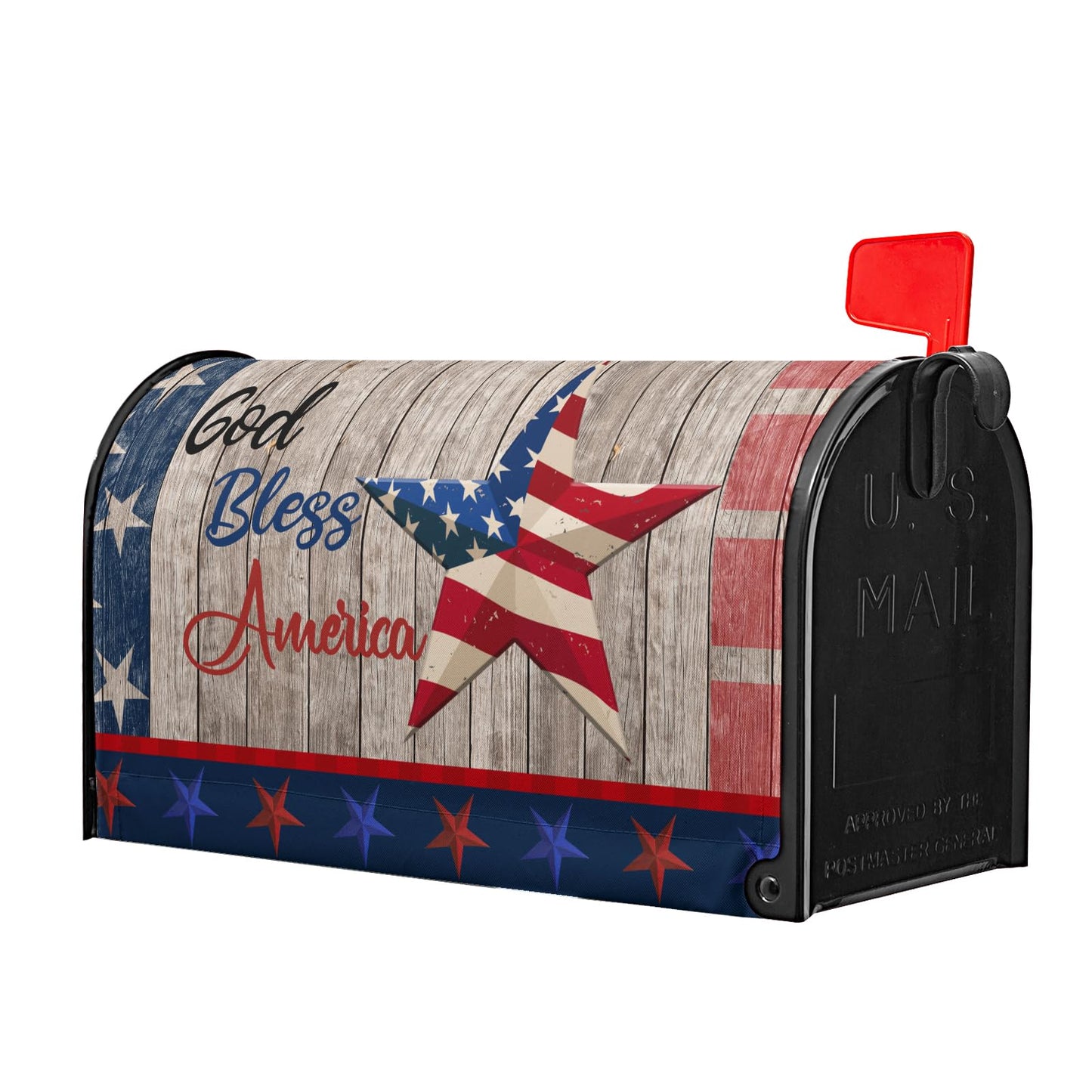 American Flag Patriotic Mailbox Cover Magnetic USA Independence Day Mailbox Cover Standard Size 25.5 x 21 4th of July Memorial Day Mailbox Wrap Post Letter Box Cover Decorative for Home Outdoor Garden