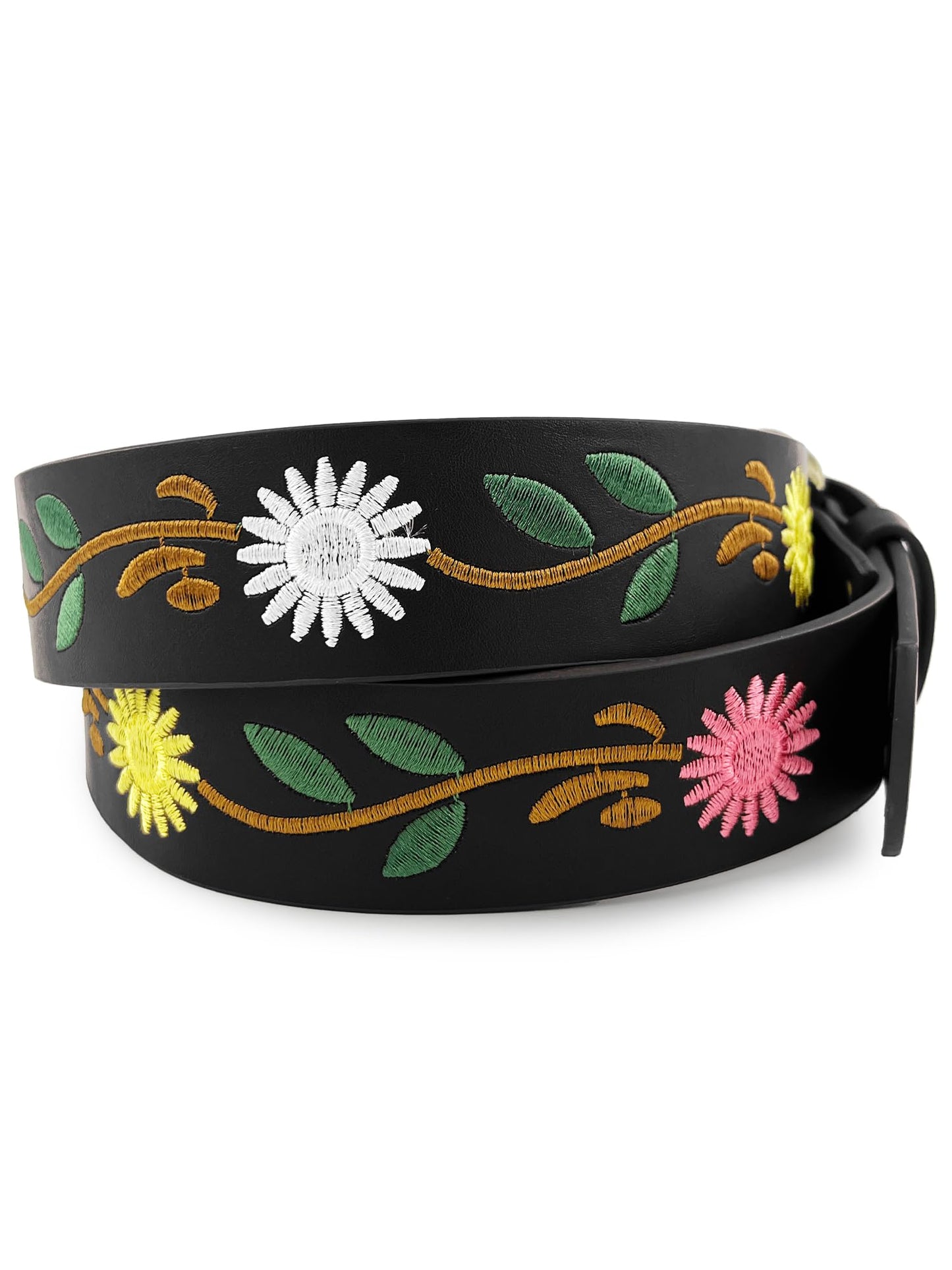 Beautiful Nomad Belts for Women Western Fashion Boho Embroidery PU Leather Belt for Jeans Dress