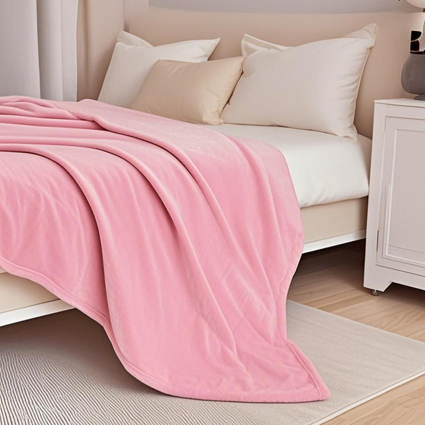 Swiftify Fleece Blanket King Size, Silky Flannel Fuzzy Blankets for All Season, Cozy Lightweight Blanket for Couch, Bed, Sofa, 108" x 90", Pink, King
