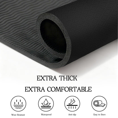 VTORY Extra Large Yoga Mat 6'x 4'x 6mm (1/4in) Thick Exercise Mat for Men and Women, Non-Slip, Durable Workout Mat for Home Workout, Yoga, Pilates, Stretching (Black)