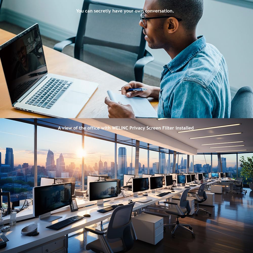 WELINC [2 Pack] 24 Inch - 16:9 Aspect Ratio - Computer Privacy Screen Filter for Widescreen Monitor - Anti-Glare - Protects Eyes from Harmful Glare and Blue Light