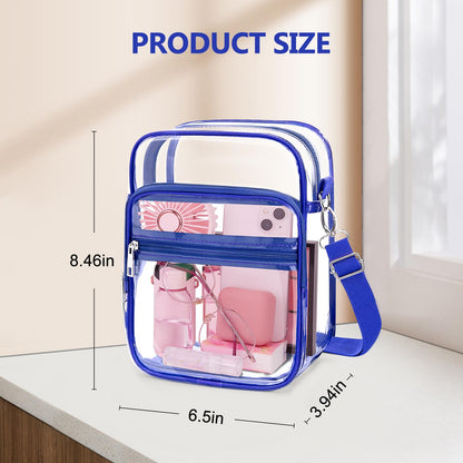 Blvornl Clear Crossbody Bag with Adjustable Shoulder Strap, Stadium Approved PVC Purse Bag, Messenger Bag