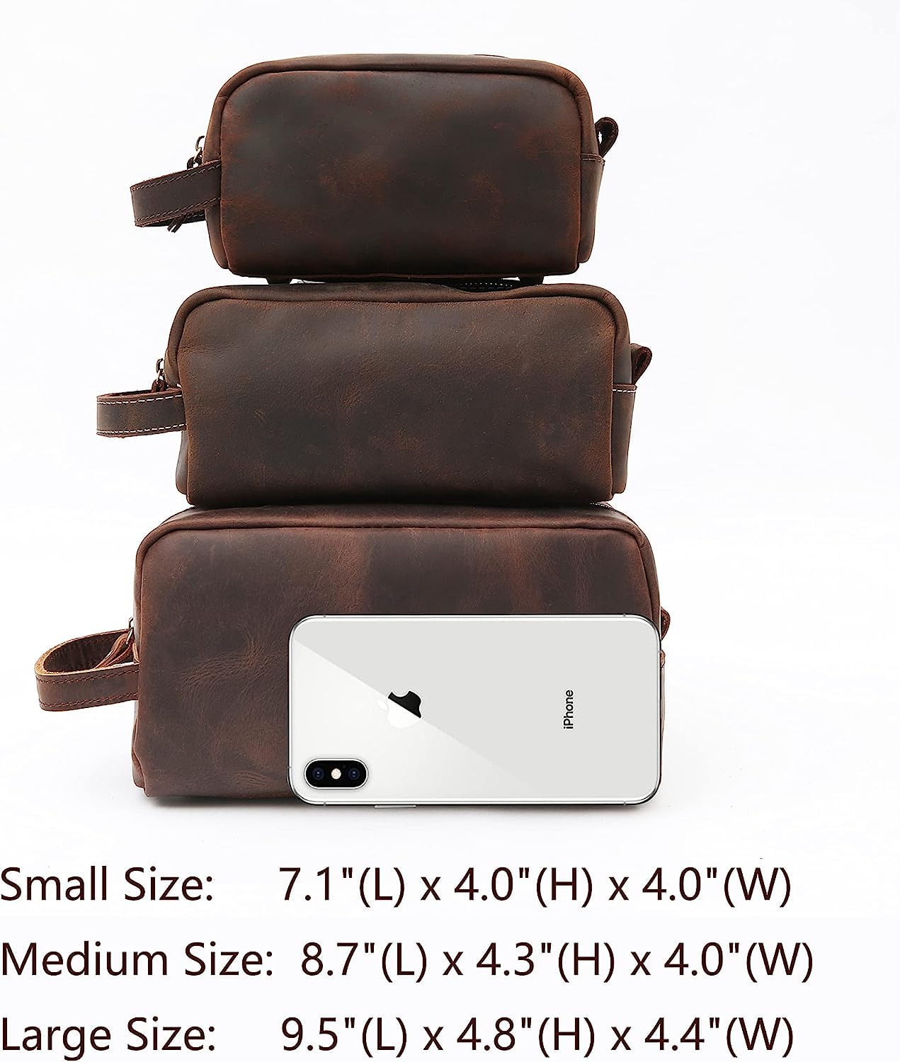 RC ROCKCOW Genuine Leather Toiletry Bag for Men Travel Shaving Dopp Kit-Large Cosmetic Bags Toiletries Bathroom Organizer