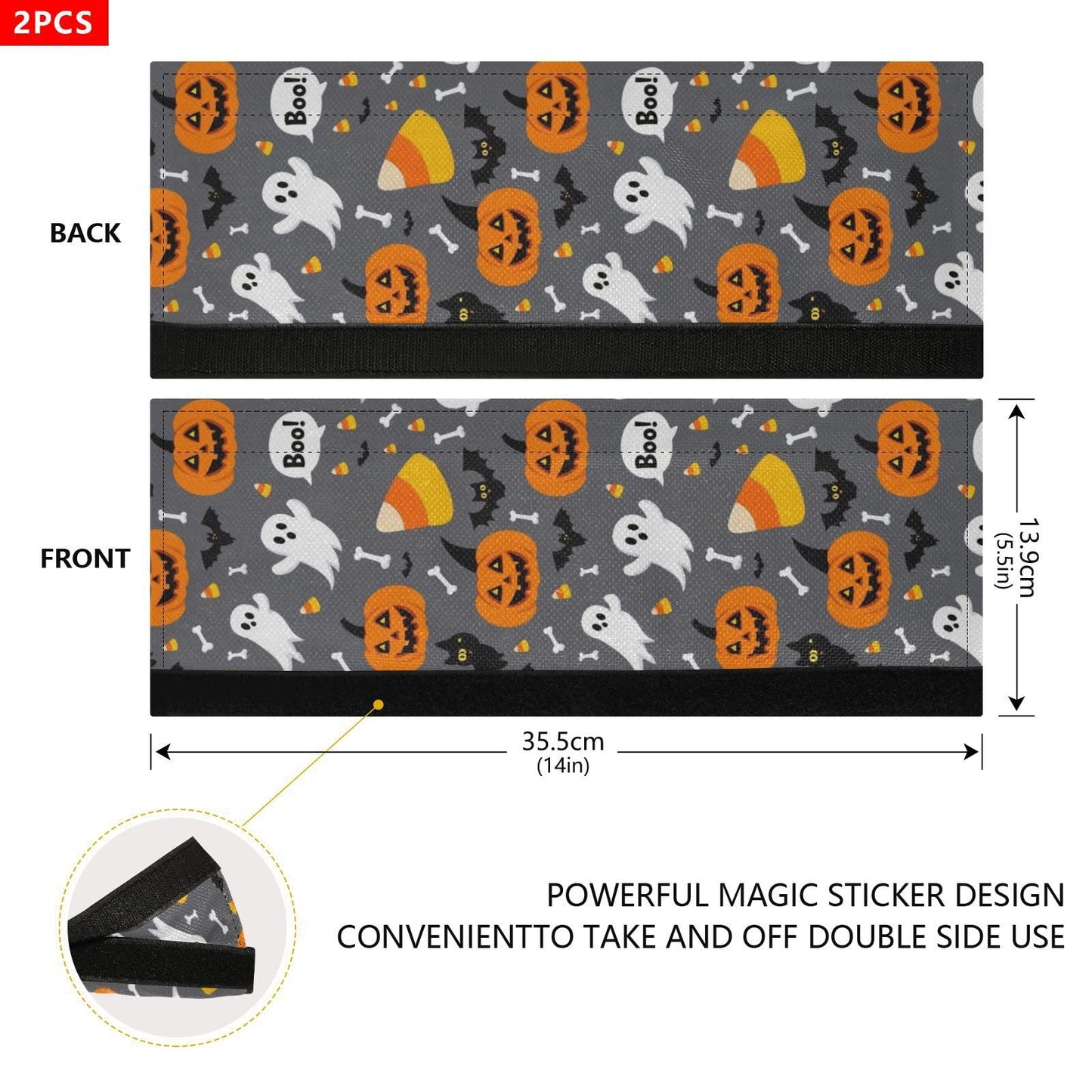 Caikeny Refrigerator Door Handle Covers 2PCS Halloween Cartoon Ghost Lighting Kitchen Appliance Handles Protector Gloves Door Cloth Home Decor for Fridge Oven Dishwasher Microwave