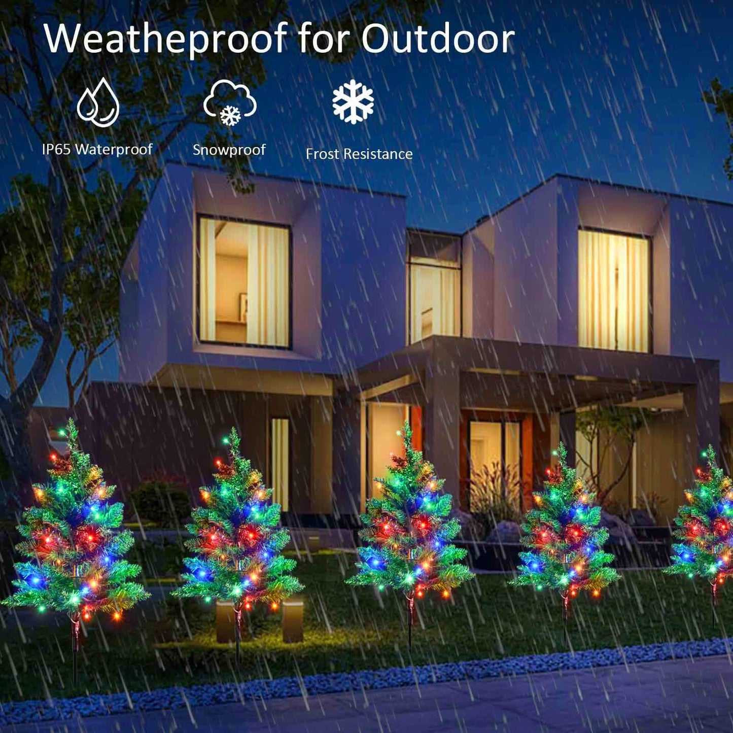 Windpnn Upgraded 6-Pack 120 LED Solar Christmas Garden Stake Lights, Outdoor Waterproof Solar Xmas Tree Yard Stake Christmas Pathway Lights for Christmas Decorations Garden Yard Lawn Pathway (8 Modes)