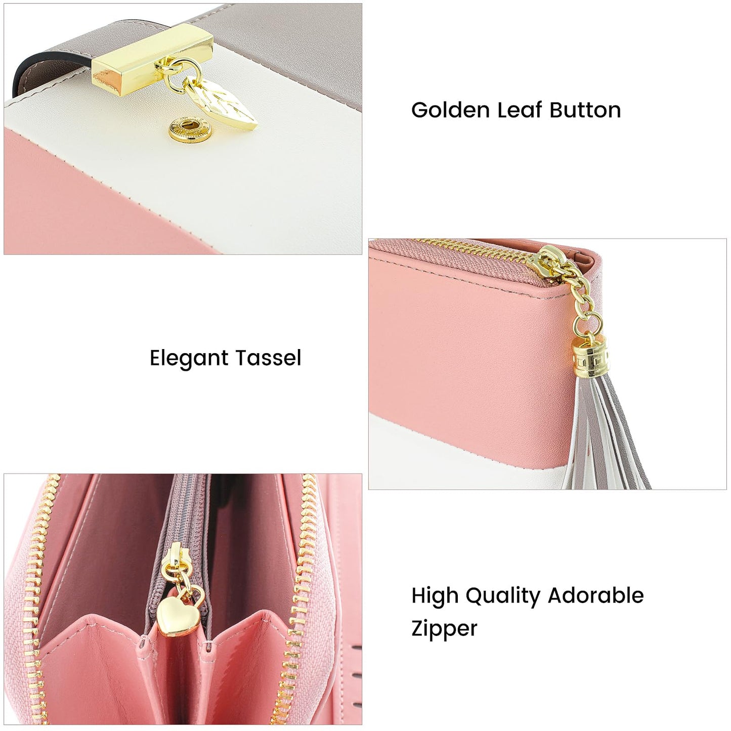 Pomelo Best Womens Wallet RFID Blocking Wallet for Women Bifold Large Capacity Card Holder Ladies Long Purse with ID Window Zipper Coin Pocket