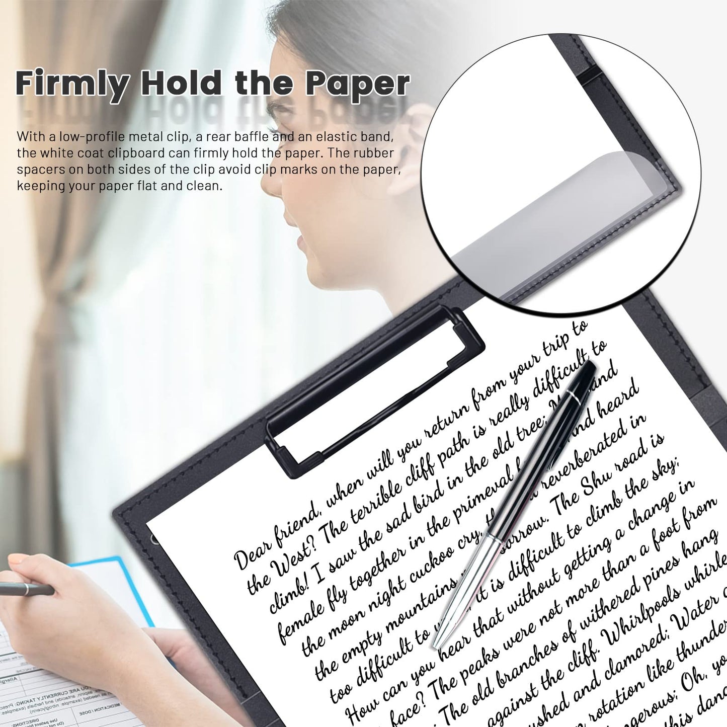 Portable Foldable Nursing Clipboard, Folding Metal Clipboard Pocket Size, Whitecoat Clipboard Nurse Edition Trifold, Occupational Therapy Clipboard for Doctors（Black）