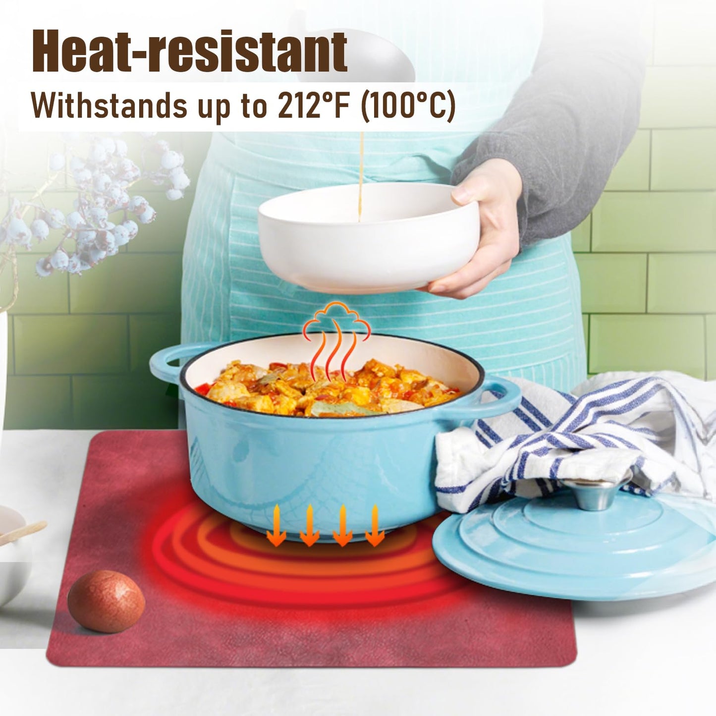 UnivoColors Placemats,Heat Resistant Placemats Set of 6 Washable 12 x 17 Inch,Waterproof Table Mats,Wipeable Pu Place Mats for Kitchen,Dining Room.Reddish Brown
