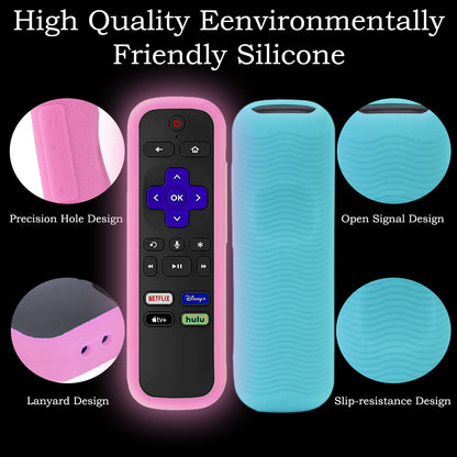 Silicone Protective Controller Cover fits for Roku TV Voice Remote | Element Roku | Westinghouse Roku TV Controller Cover,Glow in The Dark