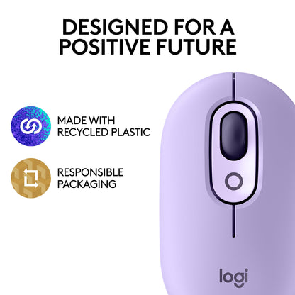 Logitech POP Mouse, Wireless Mouse with Customizable Emojis, SilentTouch Technology, Precision/Speed Scroll, Compact Design, Bluetooth, Multi-Device, OS Compatible - Heartbreaker Rose
