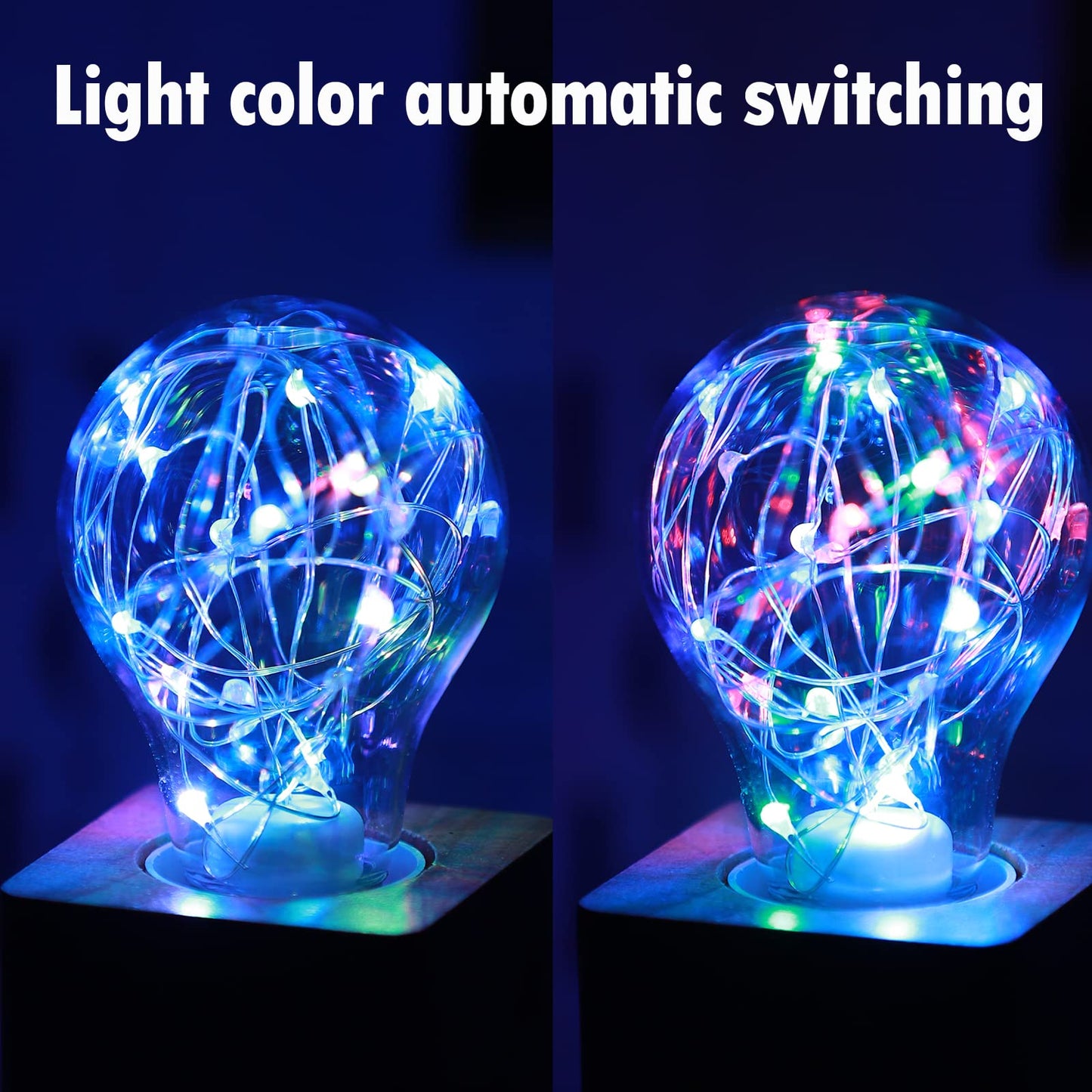 HOWORR 2W RGB Color Changing LED Fairy Light Bulbs, 15W Equivalent Cute Light Bulbs for Pendant Light Fixtures, Bedroom, Living Room, Christmas, Wedding, E26 Base