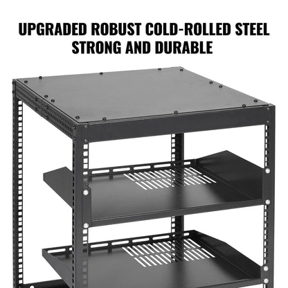 VEVOR 12U Open Frame Server Rack, 23''-40'' Adjustable Depth, Free Standing or Wall Mount Network Server Rack, 4 Post AV Rack with Casters, Holds All Your Networking IT Equipment AV Gear Router Modem