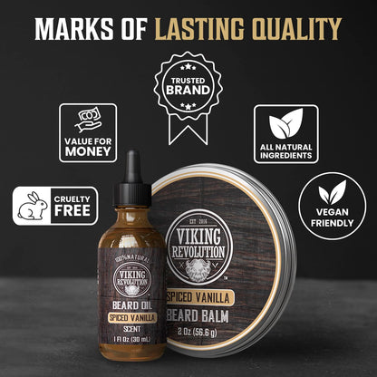 Viking Revolution Sandalwood Beard Oil for Men - Natural Mens Beard Oil with Argan Oil and Jojoba Oil - Beard Softener, Strengthens and Moisturizes - Beard Conditioner for Men (Sandalwood, 1 Pack)