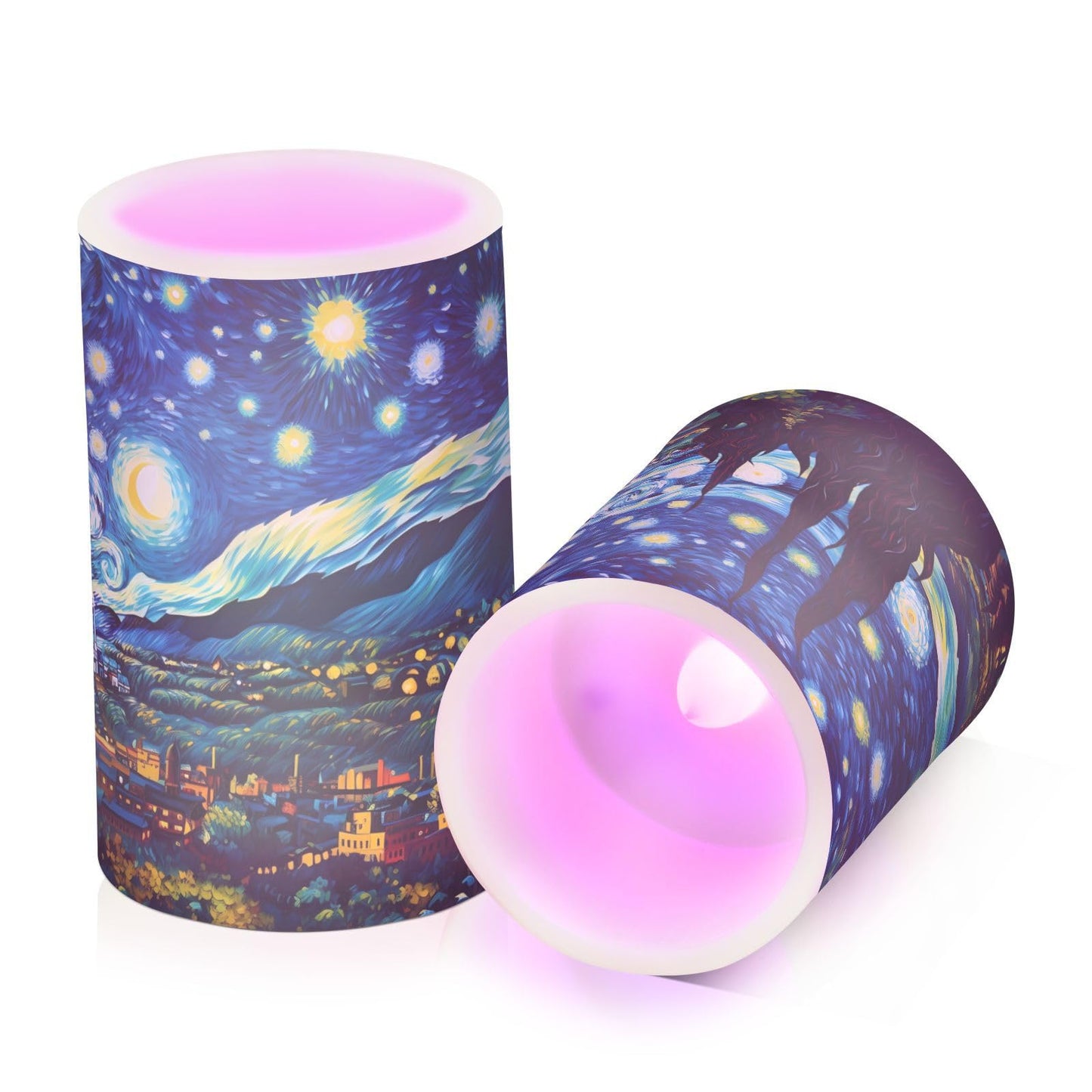 ALAZA Starry Sky Flickering Flameless Candles Battery Operated with Remote Timer,Tea Light Candles LED Pillar Votive Candles Set of 2 for Outdoor Indoor Decorations