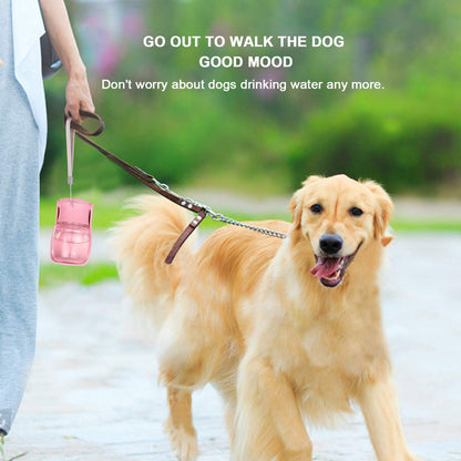 AIKIDS Foldable Dog Water Bottle - Portable Dispenser | Leak Proof & Food Grade Plastic Travel | Pet Water Bottle for Dog Cat Outdoor Walking Hiking Travel(Pink, 12oz)