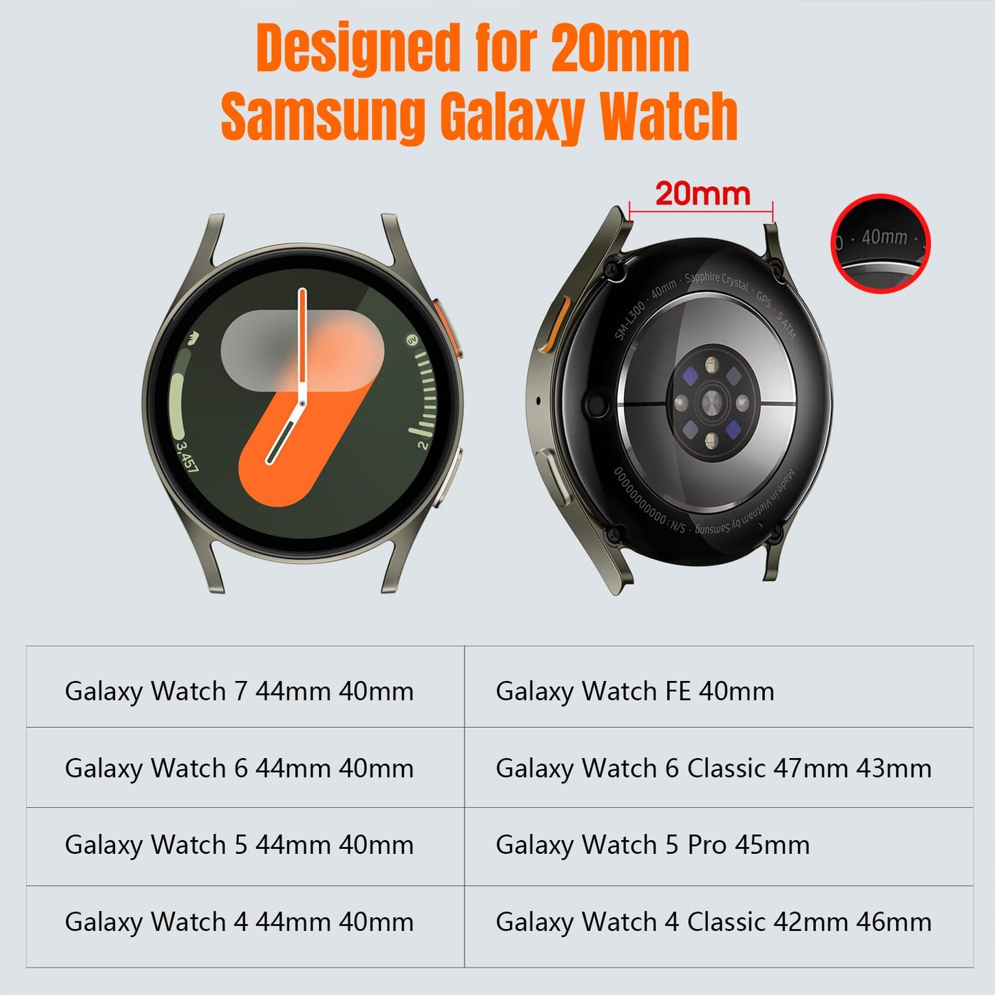 Bandletic No Gap Band Compatible With Galaxy Watch 6 band - Magnetic Silicone Band for Samsung Watch 7 5 4 FE 40mm 44mm/for Galaxy Watch 6 4 Classic 43mm 47mm 42mm 46mm/Watch 5 Pro 45mm, White/Pink