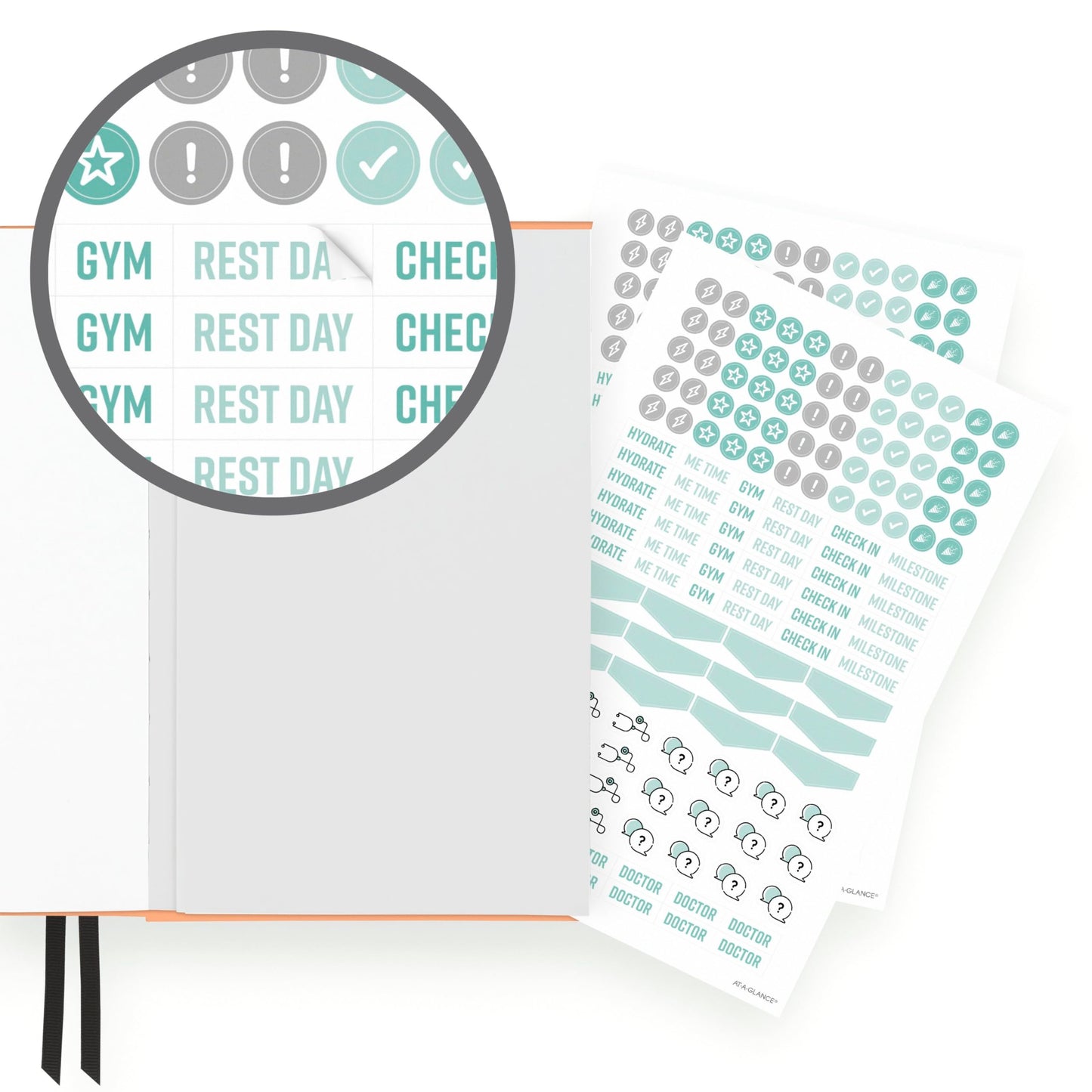 AT-A-GLANCE Wellness Journal, Undated Planner Weekly & Monthly, Self-Care Tracker for Mental & Physical Health, 5-3/4" x 8-1/4", Foundation, Peach (FDH-200)
