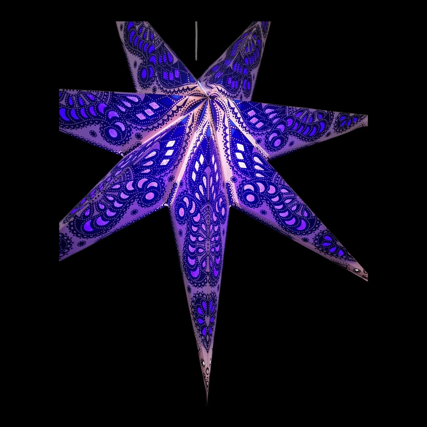 YEPSIO Lantern Lampshade Paper Star Light Shades Large 60cm Hanging Decorations for Christmas Wedding Home Decoration Birthday Party Foldable 7 Pointed Star (Purple)