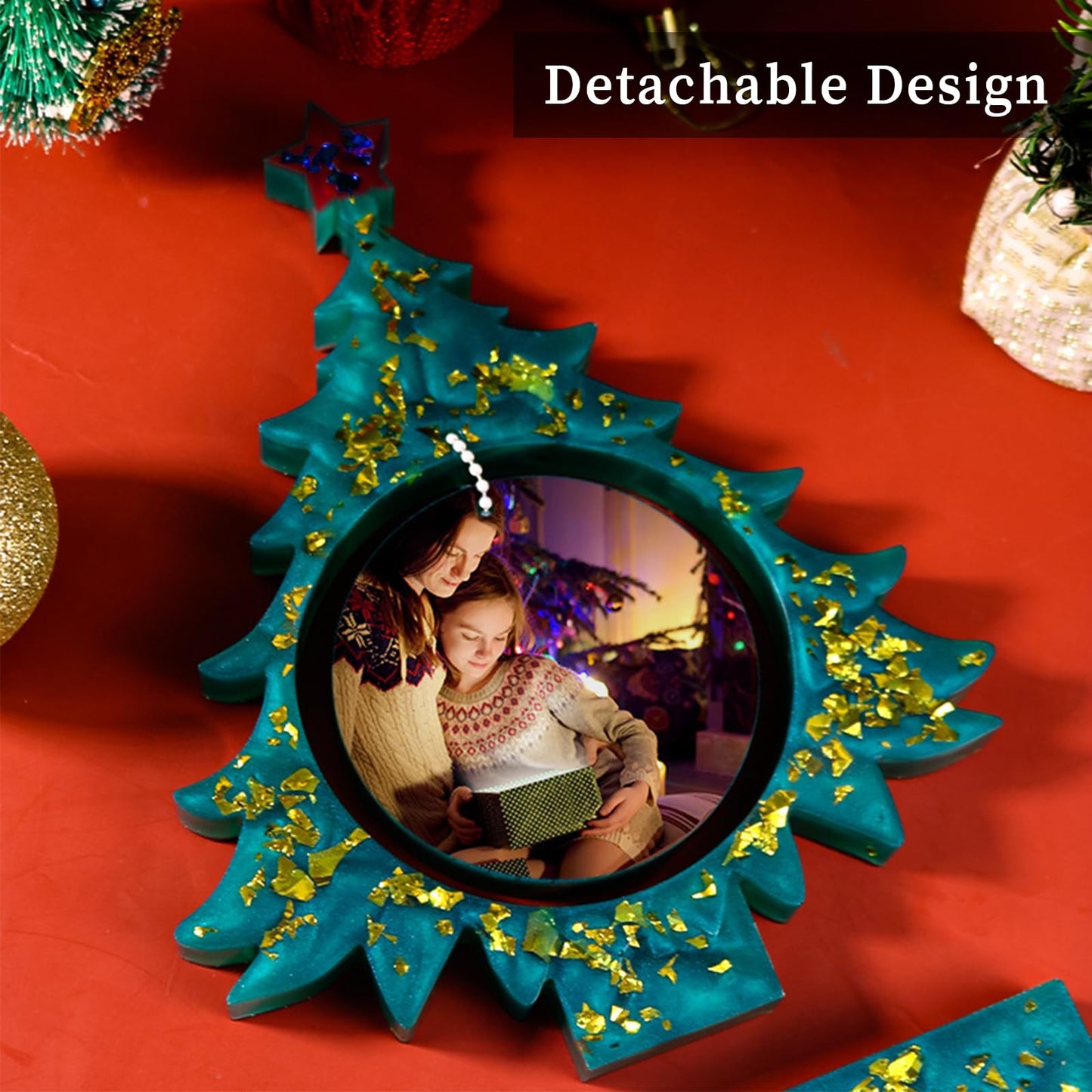 Wehous Resin Molds for Photo Frame, Large Christmas Tree Resin Mold, Picture Frame Silicone Epoxy Casting Mold, Unique Art Christmas Ornament Molds DIY Crafts Gift Table Home Decor