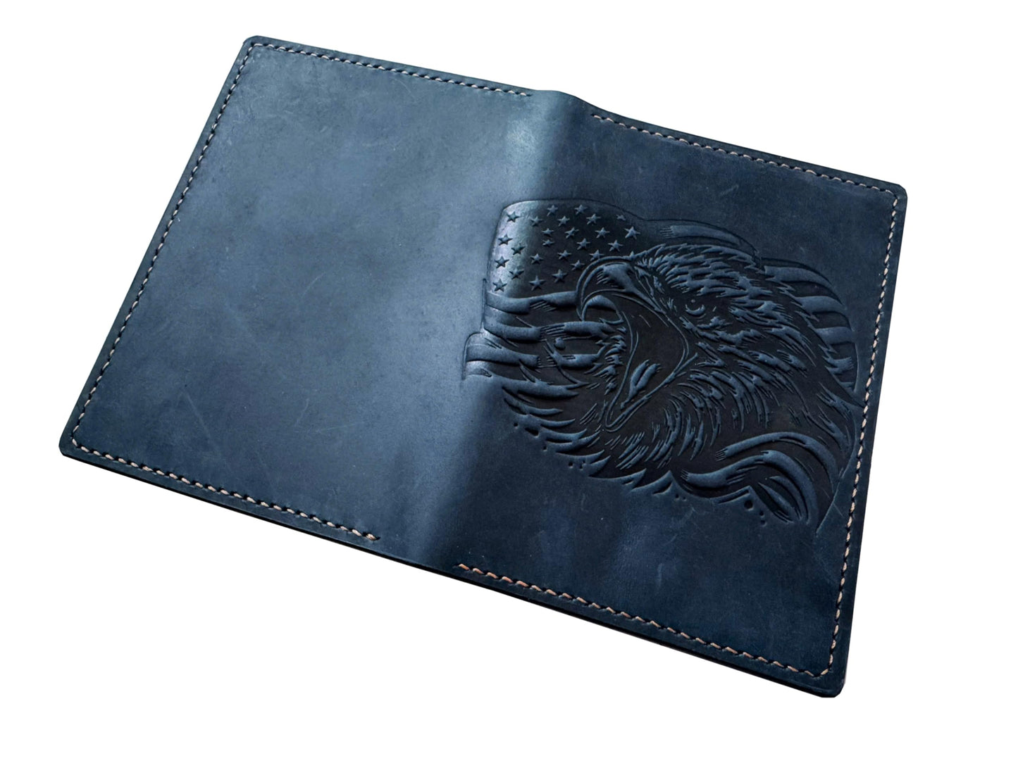 Mayan Corner - Eagle American genuine leather travel wallet, Handmade passport wallet