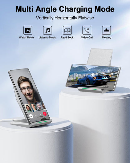 Fast Wireless Charger, NANAMI 15W Qi Certified Wireless Charging Stand Compatible iPhone 17/17 Air/16/15/15 Pro/15 Plus/15 Pro Max/14/13/12, for Samsung Galaxy S25/S24/S23/S22/S21 and Qi-Enabled Phone