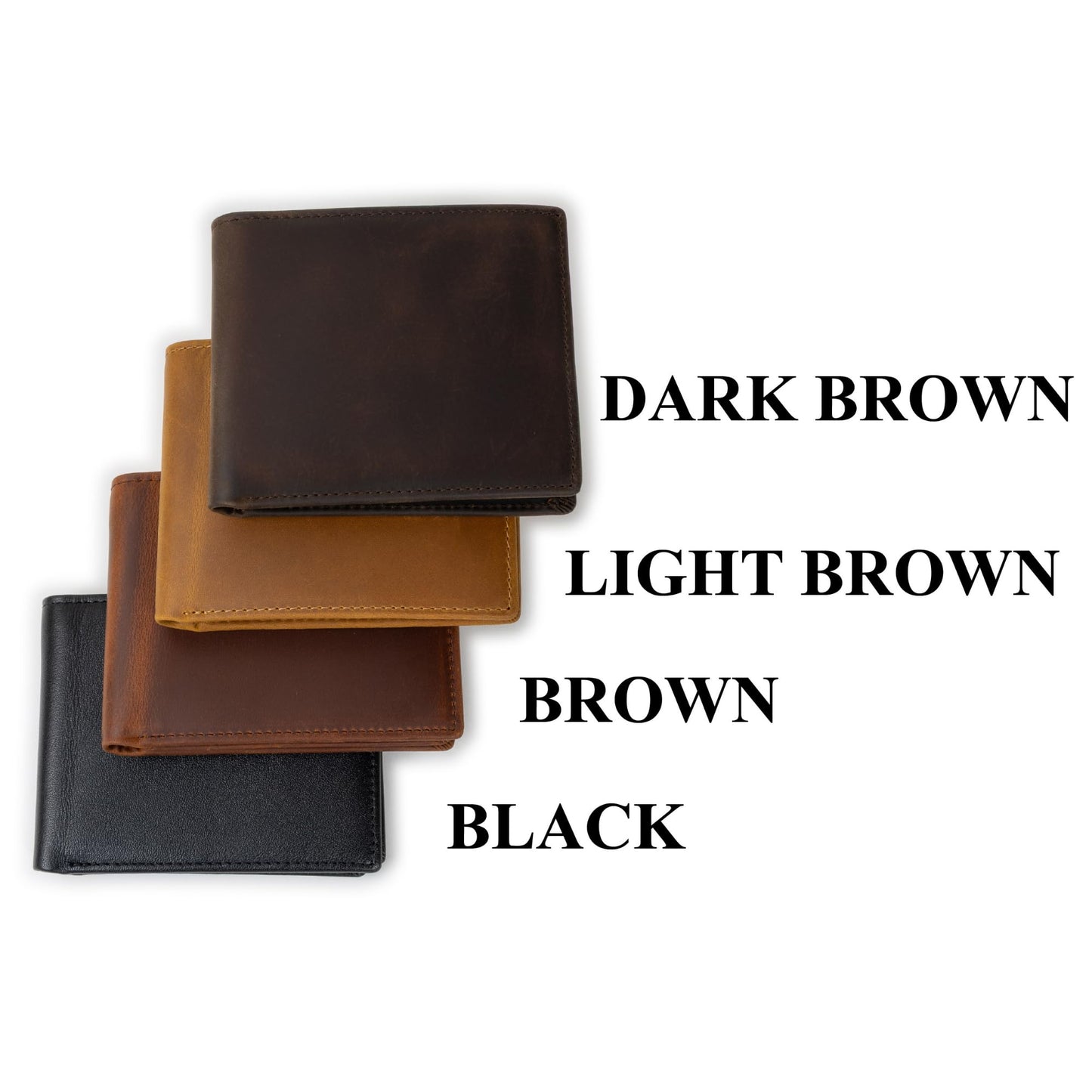 Personalized Wallet for Men | Initial Monogram Custom Engraved Genuine Leather Bifold Wallet Birthday Valentine's Day Gift for Husband Boyfriend Groomsmen Dad Grandpa (Brown)