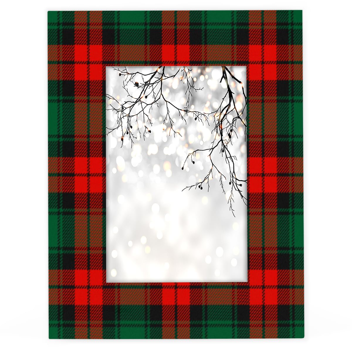 POFATO Christmas Plaid Pattern 11x14 Picture Frame Wooden Picture Frames for Wall Hanging & Tabletop Decor Display 11x14 or 10x14 Picture Collage Family Weddings Christmas Photo Frame for Gift