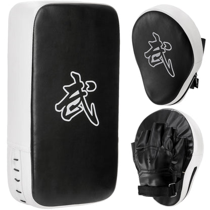 WUWEOT 2-in-1 Punching Mitts Kick Pack Set, Boxing Mitts Focus Pads and Taewondo Kick Pad, Adjustable Soft Shield Durable Training Pads Set for Boxing, Kickboxing, Karate, Muay Thai, MMA Training