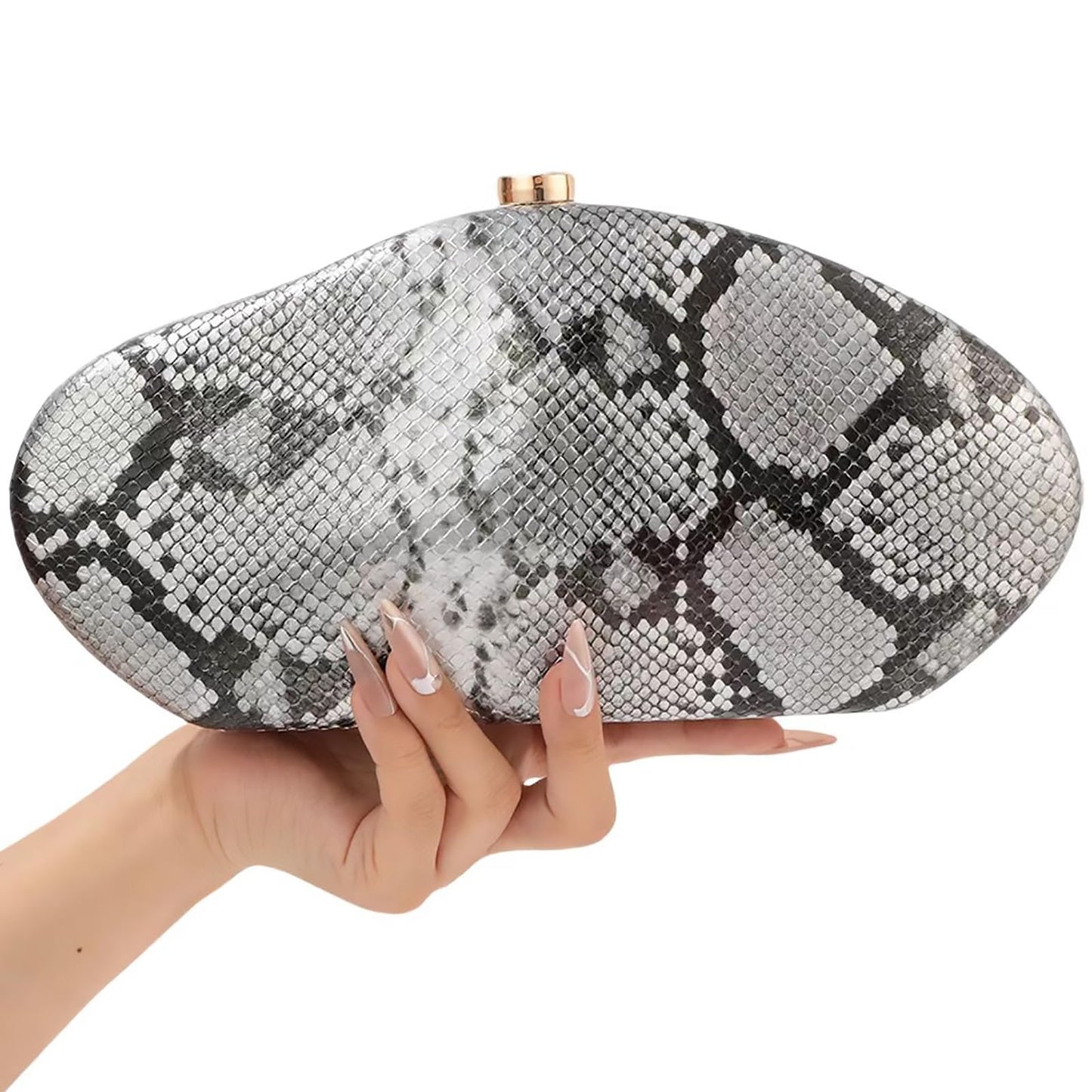 louceko PU Leather Handbag Detachable Chain Crossbody Shoulder Evening Bag Clutch Purse for Women Formal Wedding Party Prom, Beige White, 2505