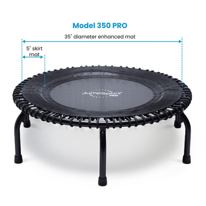 JumpSport 350 PRO Steel-Frame Adult Fitness Trampoline, Adjustable Bounce, 39" - Indoor Rebounder Exercise & Workout Equipment w/No-Tip Stable Arched Legs, 300 Lbs Weight Rating