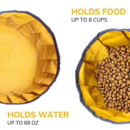 LumoLeaf Collapsible Dog Travel Bowl, 8 Cups Large Lightweight Foldable Bowl, Water and Food Bowls for Pets Dogs Cats with Zipper