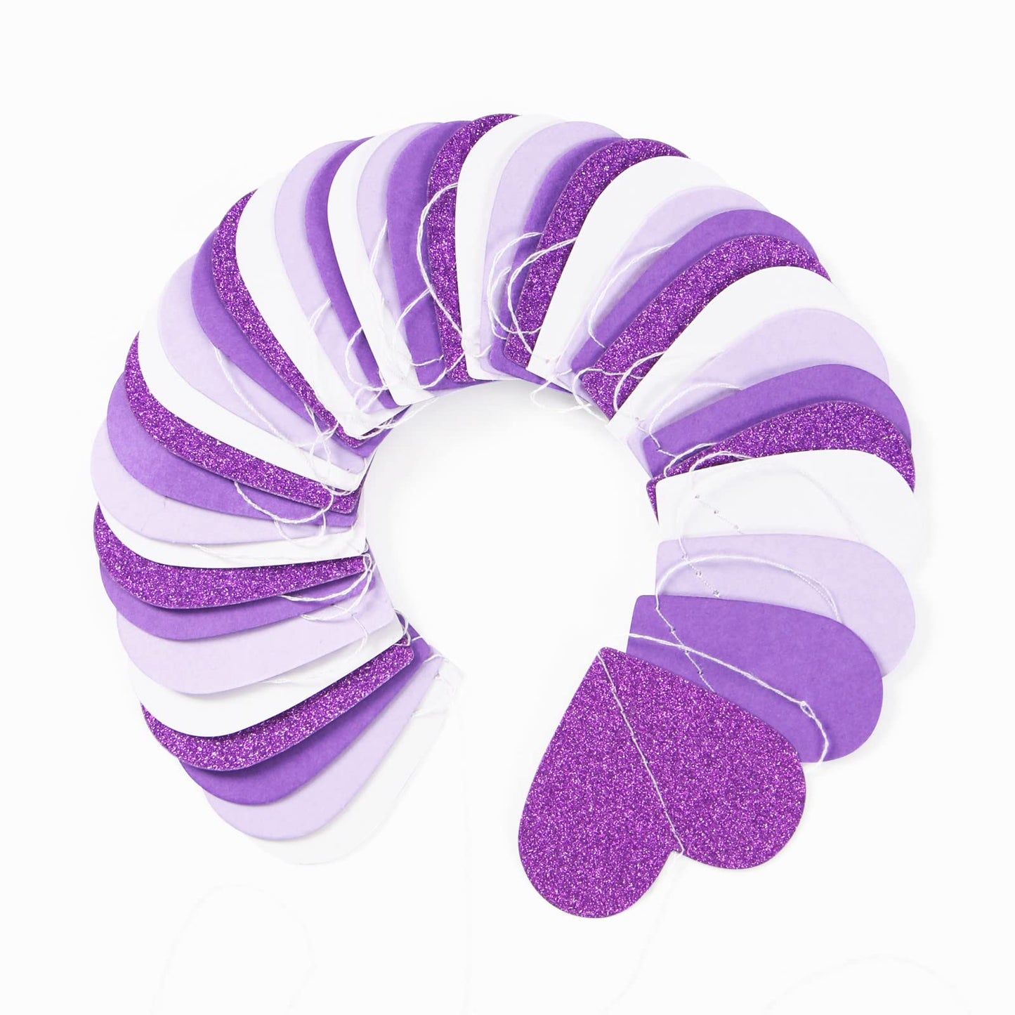 Purple Party Decoration Heart-Garland - 52Ft Purple Lavender White Streamers Birthday Banner Baby Bridal Shower Wedding Engagement Bachelorette Graduation Decorations Lasting Surprise