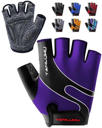 Tanluhu Cycling Gloves - Mountain Bike Half Finger Road Riding Gloves, Breathable, Shock-Absorbing, for Men and Women
