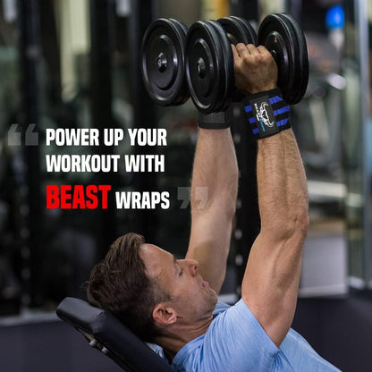 BEAST RAGE Wrist Wraps for Weightlifting - Adjustable Lifting Straps with Thumb Loop for Enhanced Support | Ideal for Powerlifting and Bodybuilding