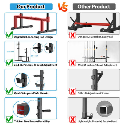 Uboway Barbell Rack Squat Stand Adjustable Bench Press Rack 700LBS Max Load Multi-Function Weight Lifting Home Gym Fitness