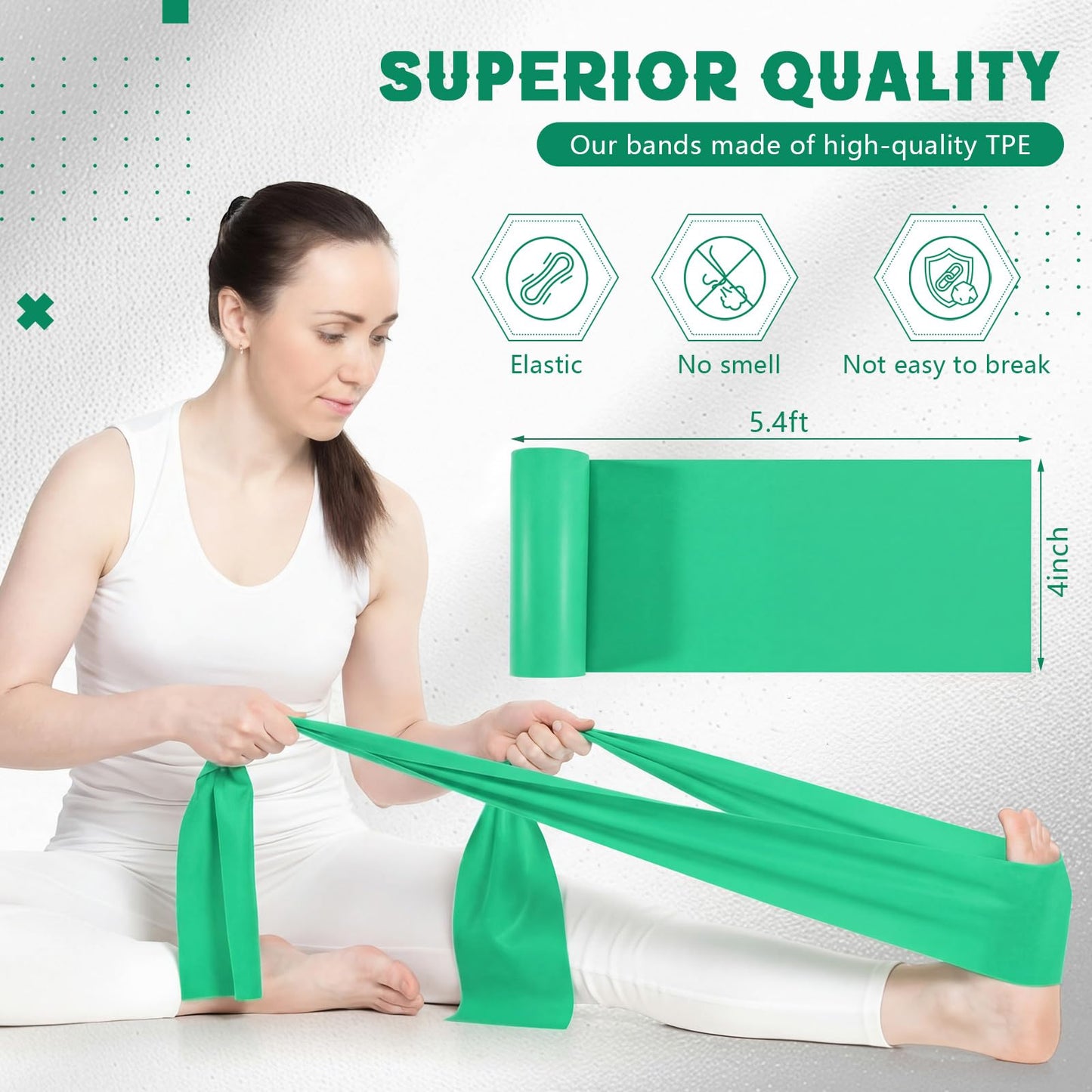 Shappy 10 Pack Resistance Bands, 5.4ft Long Exercise Band Bulk, Non-Latex Elastic Stretch Bands for Physical Therapy, Stretching, Rehab, Yoga, Pilates, Gym, Home Exercise(28 Lbs)