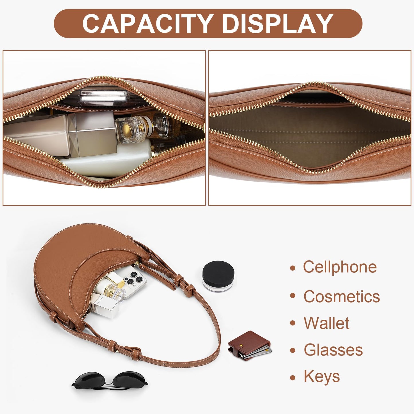 Faux Leather Saddle Bag for Women Shoulder Bag Crescent Purse Trendy Crossbody Purse Hobo Handbag