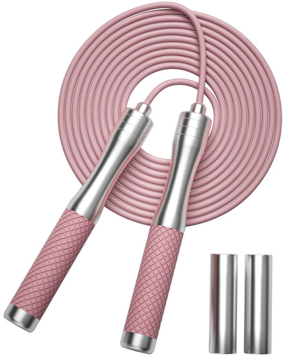 Weighted Jump Rope for Fitness-Speed Skipping Rope for Women Men Exercise with Adjustable Length Jumping Rope and Alloy & Silicone Handles Suitable for Workout Boxing Home Gym