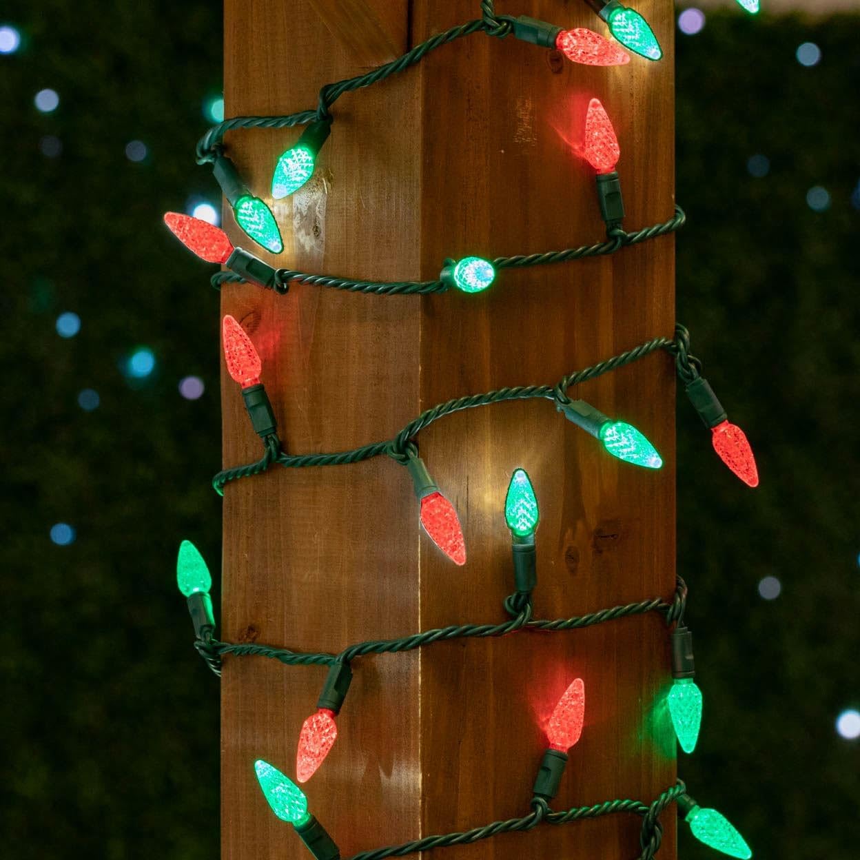 Novelty Lights 24FT 70 LED C6 LED Christmas Light String, Outdoor Christmas Tree Permanent Commercial Grade Decoration (Red/Green)