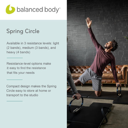 Balanced Body Spring Circle, Workout Ring, Pilates Reformer Accessory, Pilates Equipment for Home Gym or Pilates Studio Use, Medium 3-Band Resistance