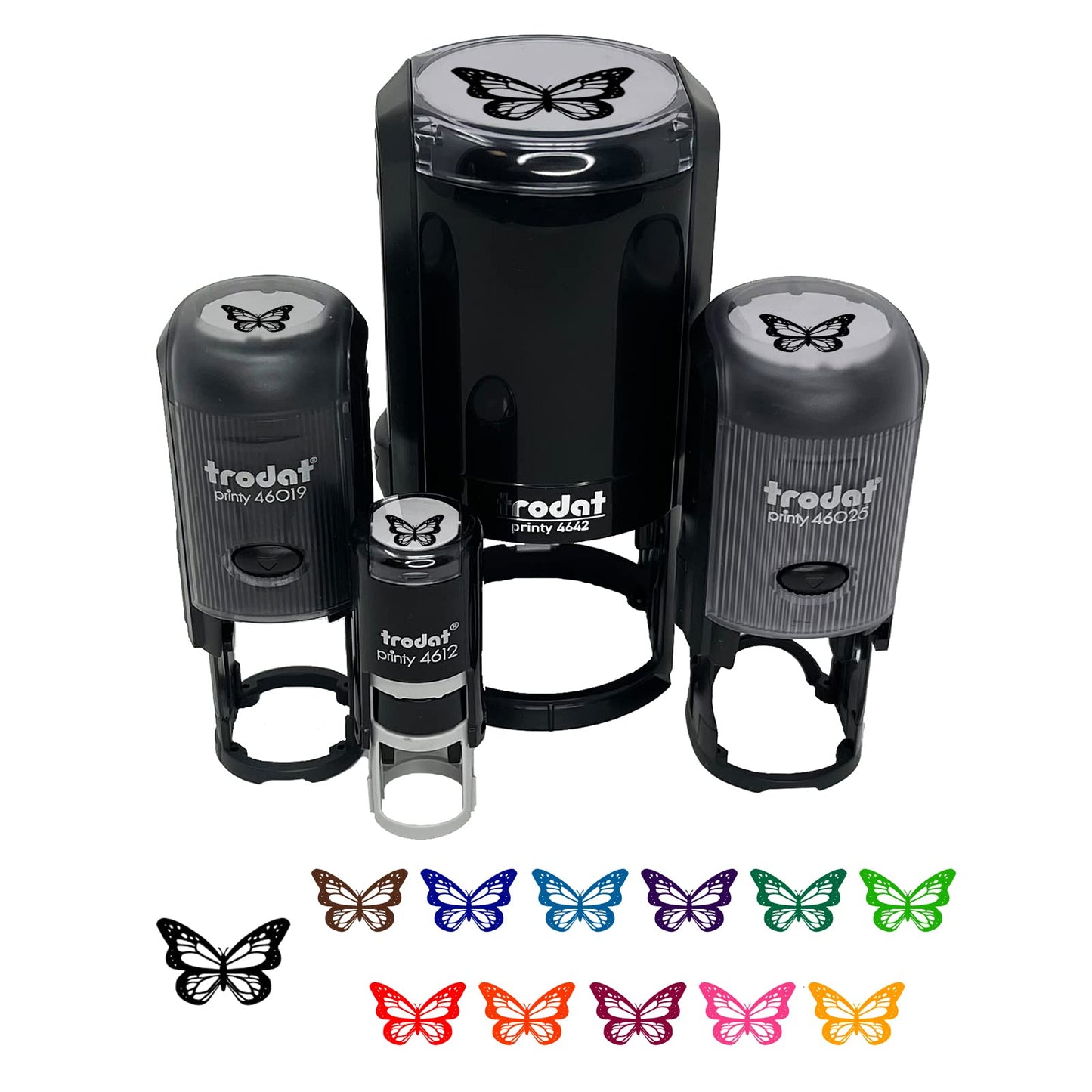 Pretty Monarch Butterfly Self-Inking Rubber Stamp Ink Stamper for Stamping Crafting Planners - 1/2 Inch Mini - Black Ink